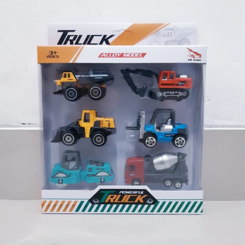 Diecast Set Kontruksi Alloy - Miniatur Alat Berat Truk Excavator Roller Forklift Dll