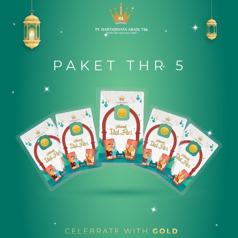 Emas 0,1 gram Hartadinata (paket THR 5, lebaran putih)