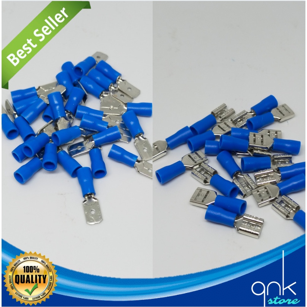 Skun Kabel Insulated Male Female Disconnects MDD 2-250 FDD 2-250 Kabel 1.5~2.5mm SL. (Biru)