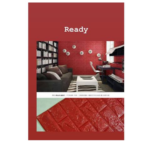STICKER BRICK FOAM WALLPAPER 3D MOTIF BATA ONLY JNT WARNA MERAH BATA