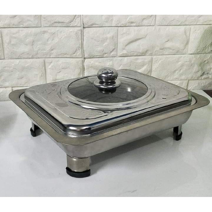 WADAH SAJI PRASMANAN TEMPAT PRASMANAN FAST FOOD DISH WARMER SQUARE PAN TUTUP KACA GSF 4622