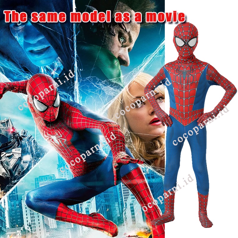 Voucher Shopee Cosplay Kostum Spiderman Anak Avenger Superhero Costume laki Jumpsuit + Topeng impor