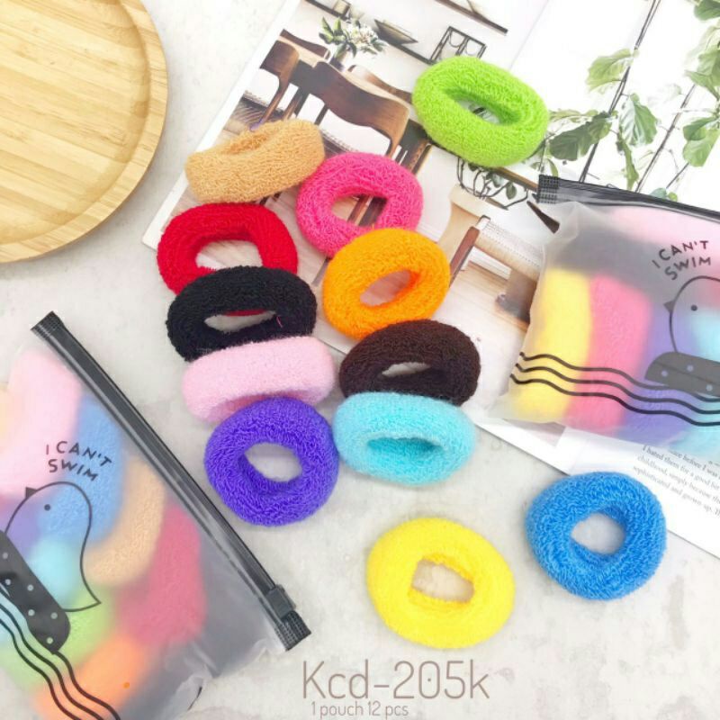 12 PCS  IKAT RAMBUT DONAT FREE POUCH