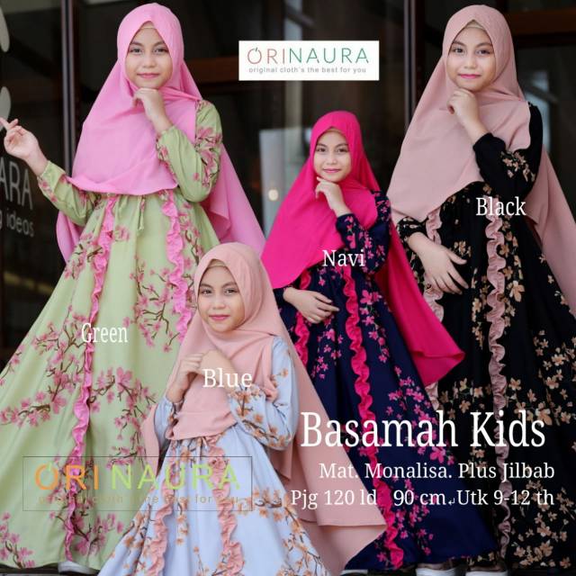 Basamah kids baju muslim anak perempuan ORI  Naura  Setelan 