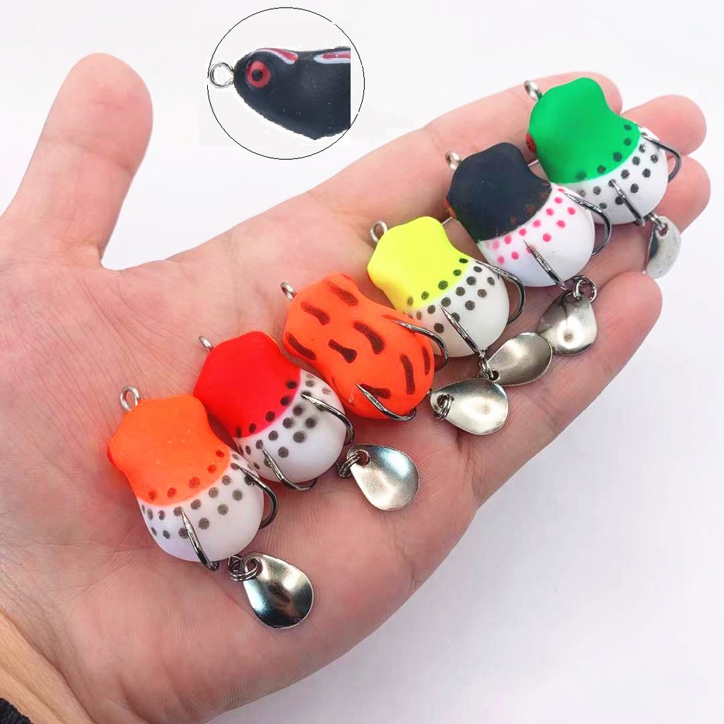 Shengyao 1Pcs Soft Frog Umpan Pancing 3cm/4.2g Fishing Lure Bentuk Katak Lembut Ukuran Dengan Kail Ganda Bass Wobbler Floating Sequin Bait