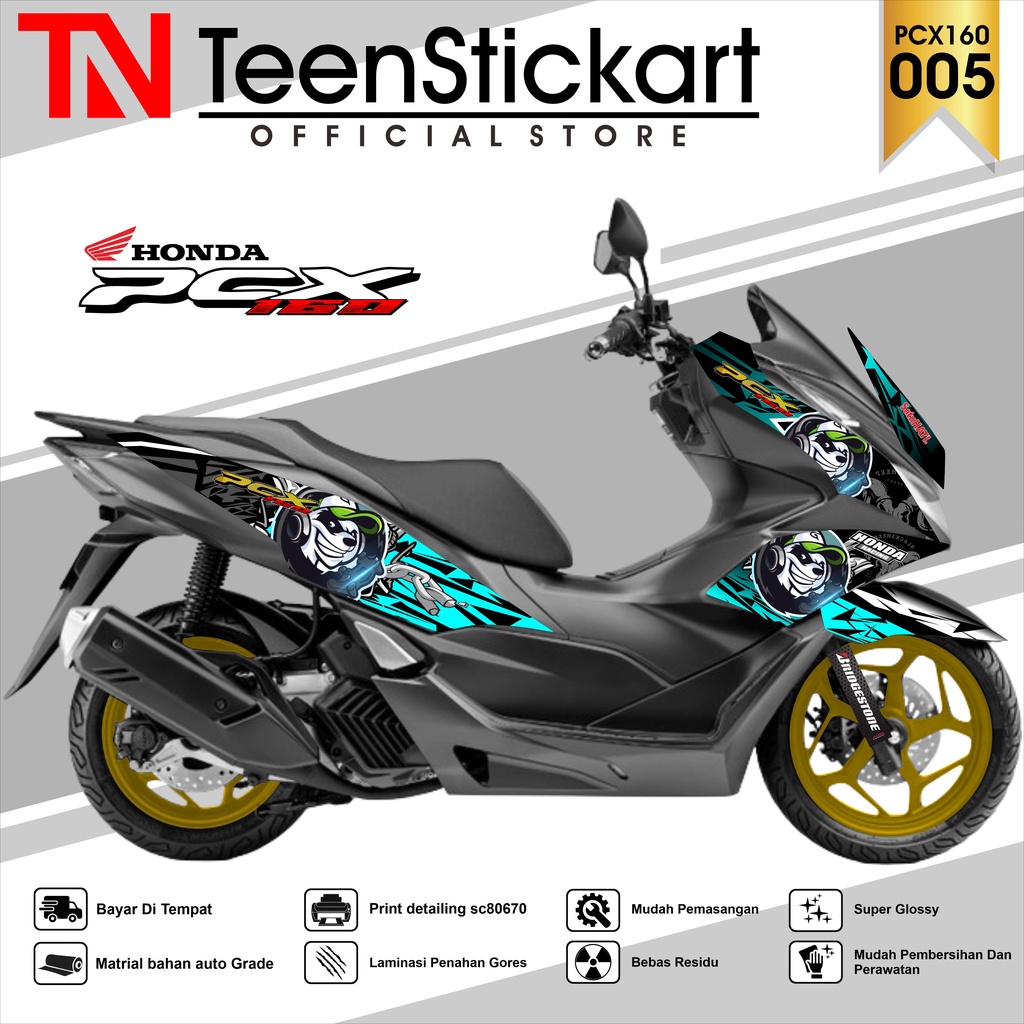 STRIPING PCX 160 2021 -  Striping Hologram Chrome Vynil UV Transparan Variasi HONDA PCX 160 2021 005