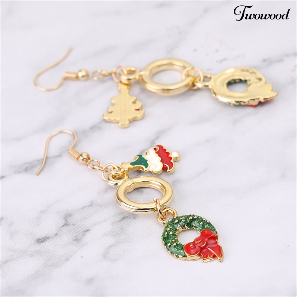 1 Pasang Anting Hook Desain Natal Untuk Anak Perempuan