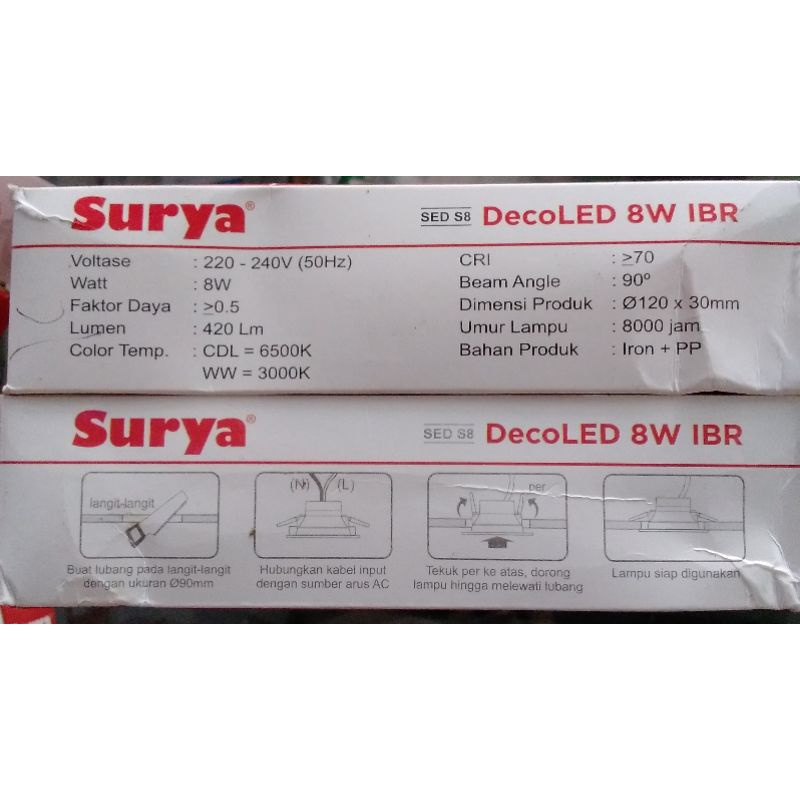 Downlight LED Inbow SURYA DecoLED 3Watt/ 5Watt/ 8Watt IBR Warna Putih
