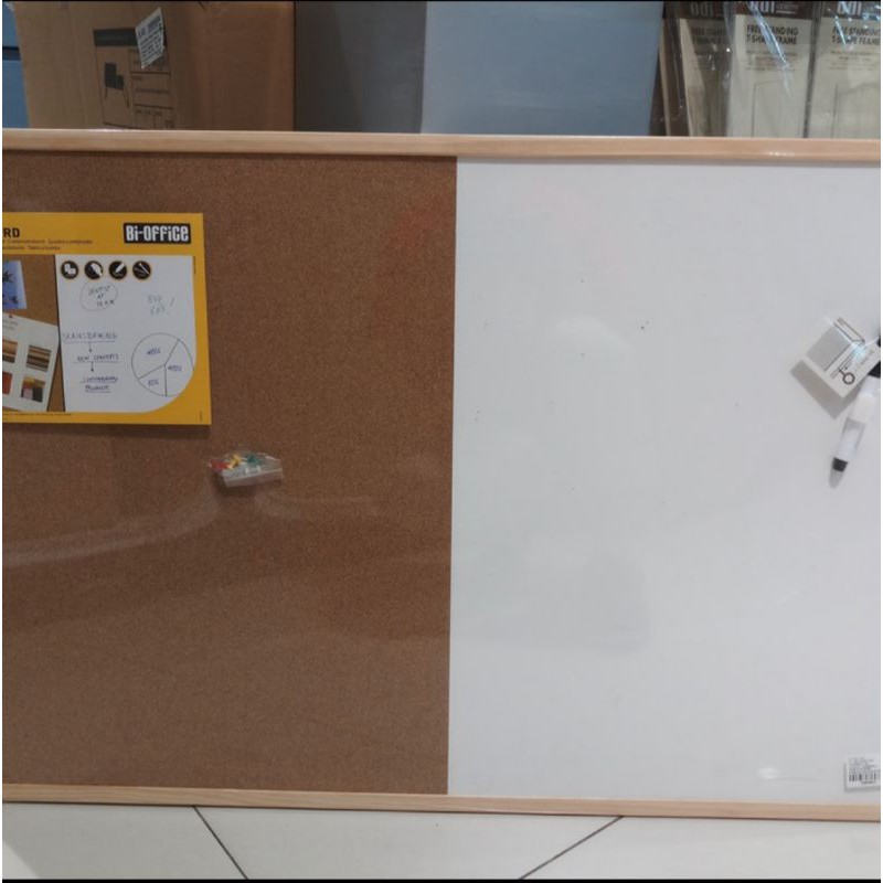 

Papan kombinasi 90x60cm/papan tulis + Cork pin board