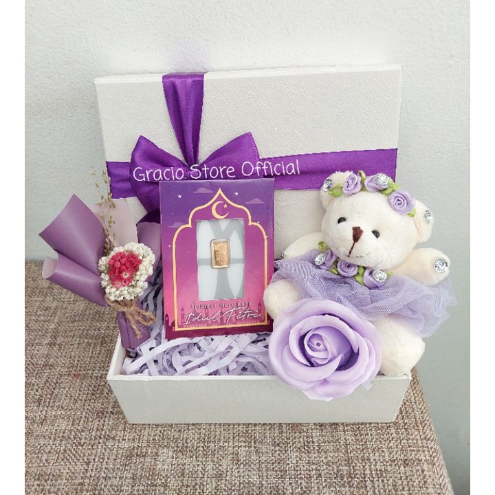GIFT BOX SPESIAL IDUL FITR NUANSA PURPLE HAMPERS LOGAM MULIA ANTAM 1 GR