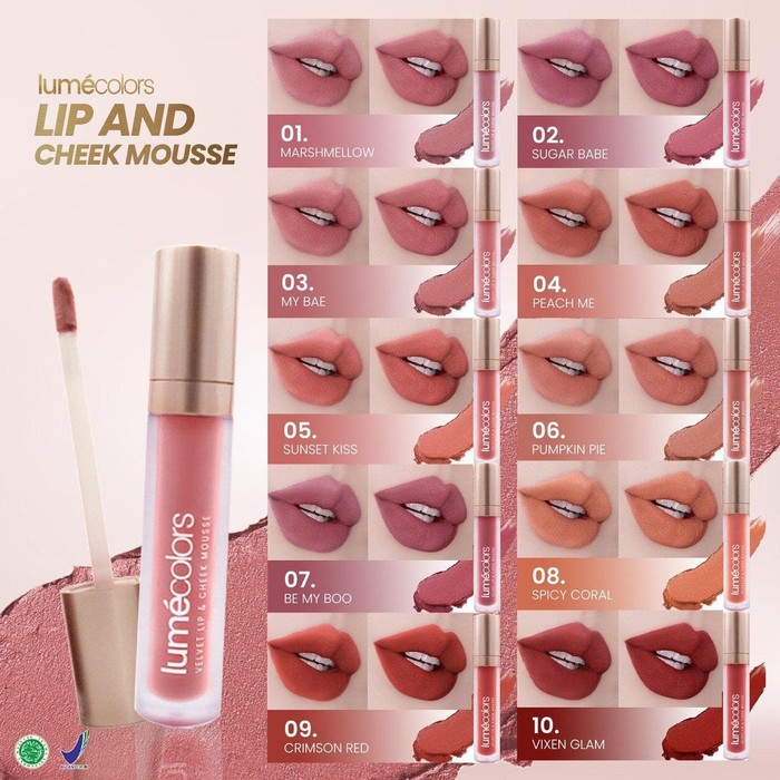 LIPSTIK 3 in 1 Multifungsi: EYESHADOW, BLUSH ON & LIPSTICK LUMECOLORS 100% HALAL MUI resmi BPOM