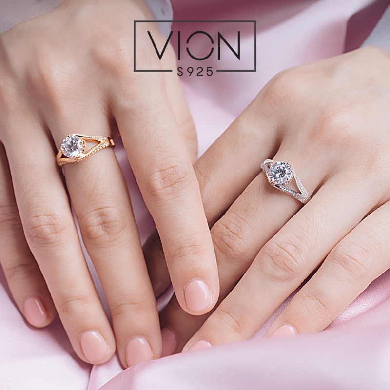 Vion S925 Ring 10309 , cincin silver 925 / perak , cincin replika berlian crystal zirconia