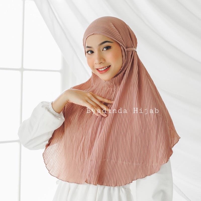 Bergo Plisket Full Lidi Hijab Instant Maryam Jilbab Pleated