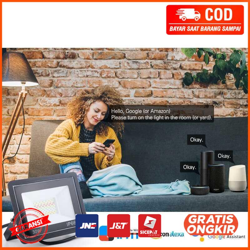 Lampu Sorot LED Flood Light WiFi 50W RGB