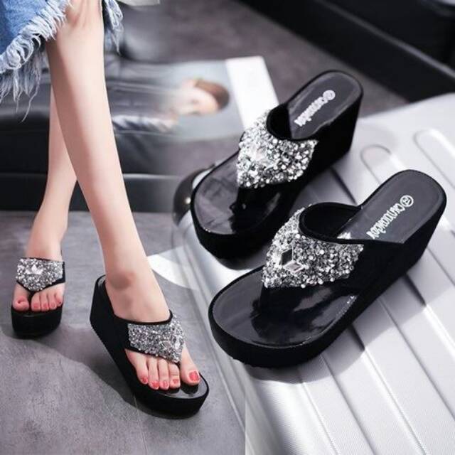SHW8801 Sandal Wedges Import Batam Fashion Pesta Kerja