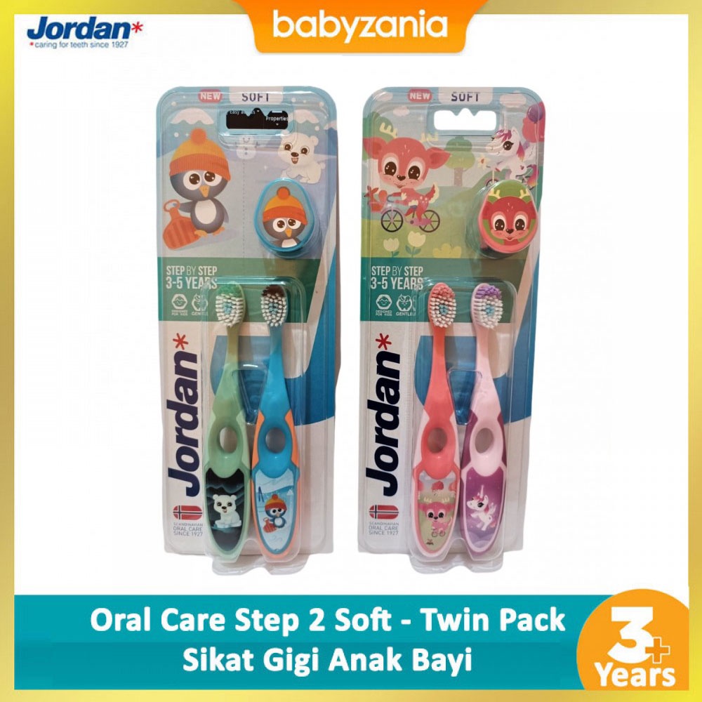 Jordan Oral Care Soft Sikat Gigi Anak Step 2 Twin Pack (3 - 5 Tahun)