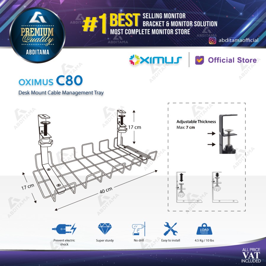 Desk Mount Cable Management Tray Oximus C80