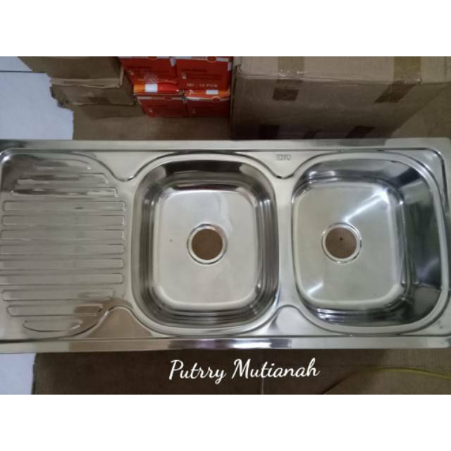  Bak  Cuci  Piring  2  lubang Stainless Kitchen Sink ukuran 