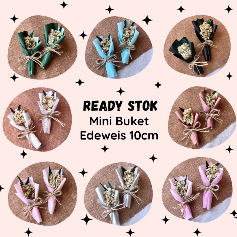 TERMURAH Mini Buket Bunga Edelweis Ready Premium Bunga Kering Grosir