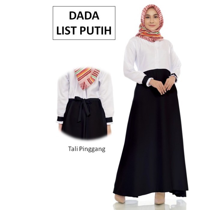 TERBARU       Gamis Seragam Kantor Hitam Putih ballotely Gamis Balotelli seragam PNS