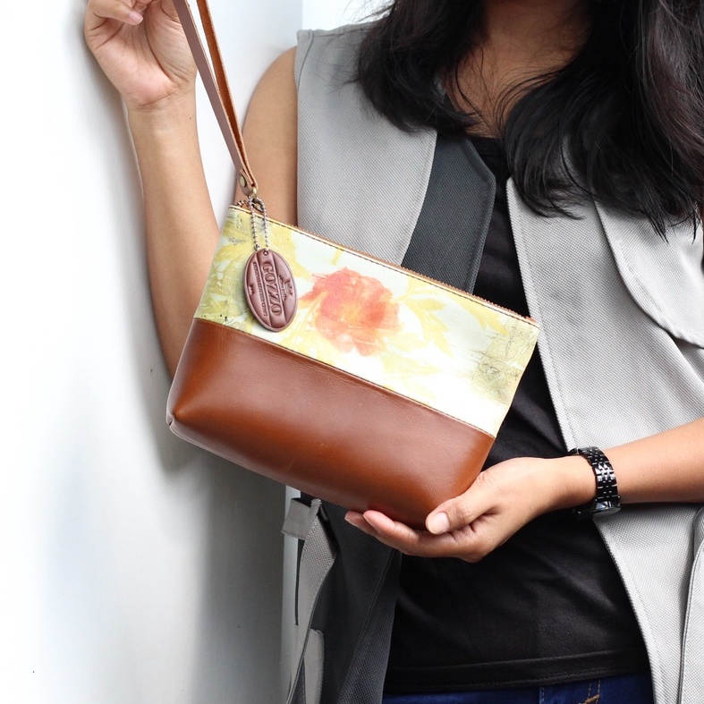CLUTCH WANITA KULIT ASLI NATASHA KULIT ECOPRINT /  FREE UKIR NAMA