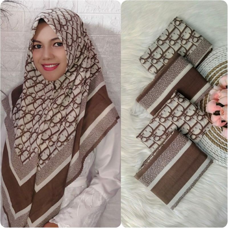HIJAB SEGI EMPAT VOAL PREMIUM LASERCUT MOTIF DIOR