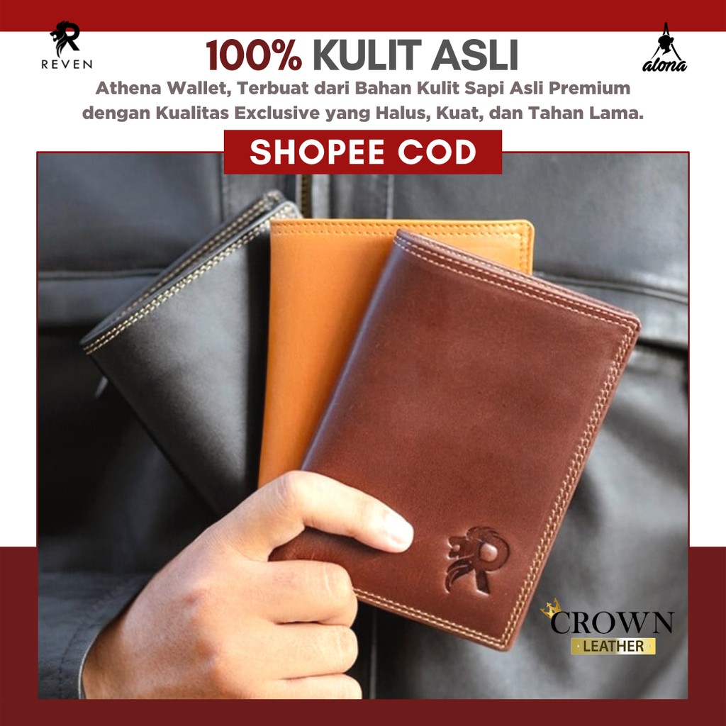 Dompet Pria Kulit Asli Dompet Cowok Lipat Original Branded Model Lipat Kulit Sapi Asli Keren Premium Athena Premium Wallet by Crown Leather Crownleather Store