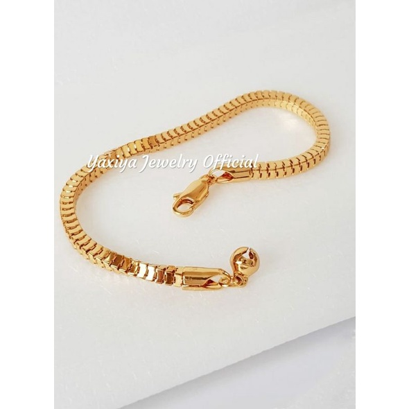 Gelang Tangan Rantai Milano padat perhiasan lapis emas yaxiya