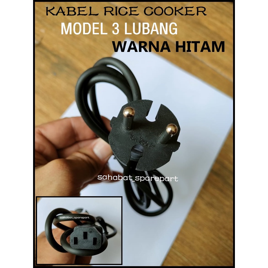 (MURAH) KABEL RICE COOKER MAGICOM HITAM MODEL 3 LUBANG