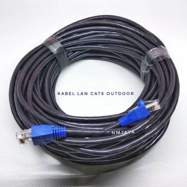 Vascolink Kabel Lan Outdoor 25 Meter Ftp Cat6 Siap Pakai sudah dicrimping rj45 besi dan plugbooth Kulit Kabel Tebal Warna Hitam