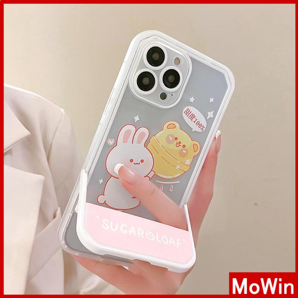 iPhone Case Acrylic Invisible Folding Stand Silicone Soft Case Shockproof Camera Cover Rabbit Cute Cartoon Compatible For iPhone 11 Pro Max 13 Pro Max 12 Pro Max 7Plus xr XS Max