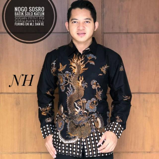 Batik Kemeja Lengan Panjang Nogo Sosro Batik Solo Sogan Hi Quality