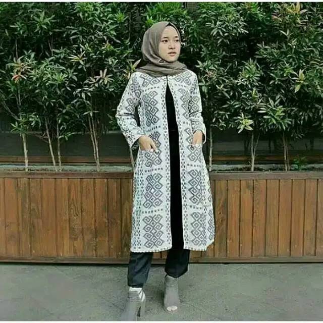 Cardigan tenun rewoven + free masker tenun