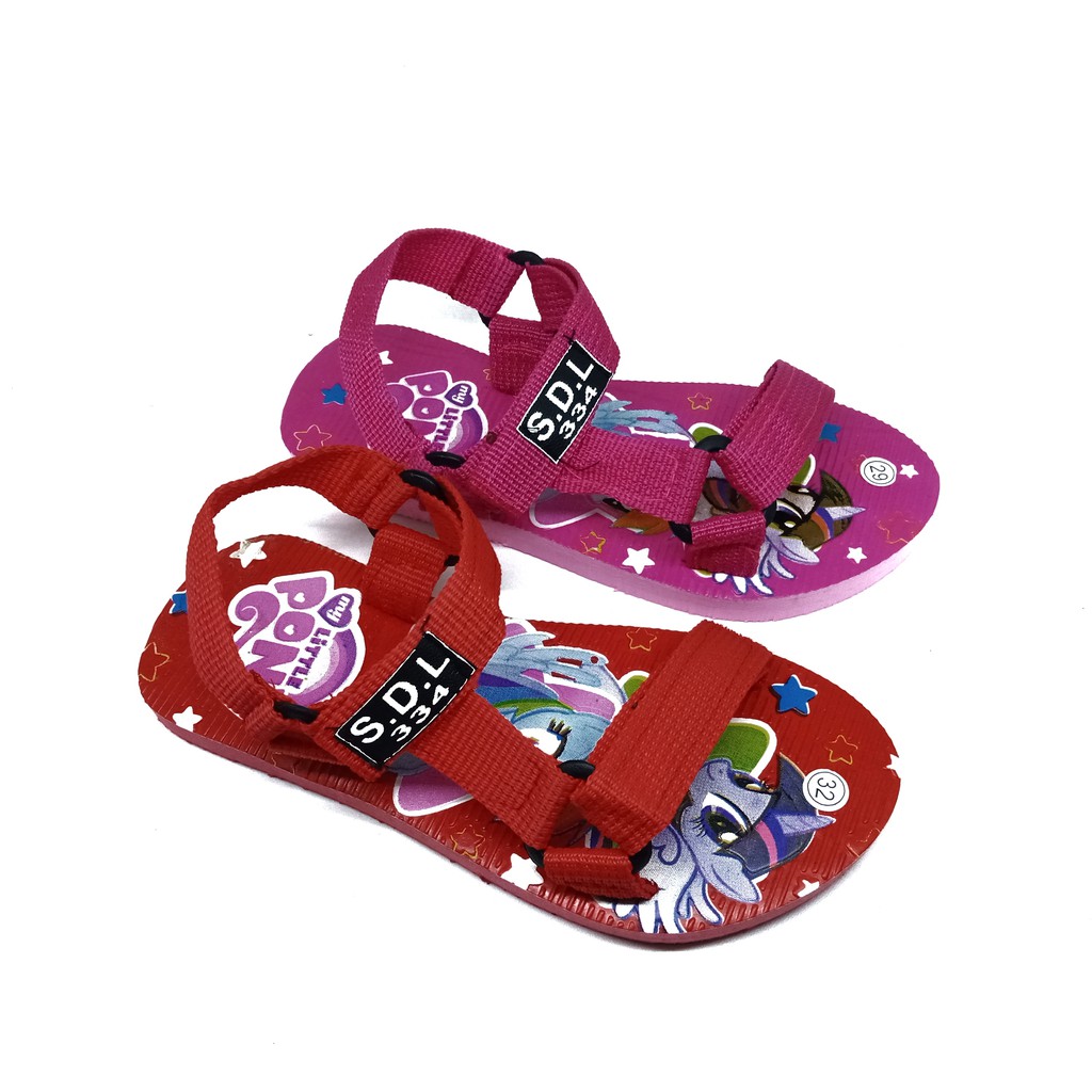 sandal gunung anak perempuan motif polkadot