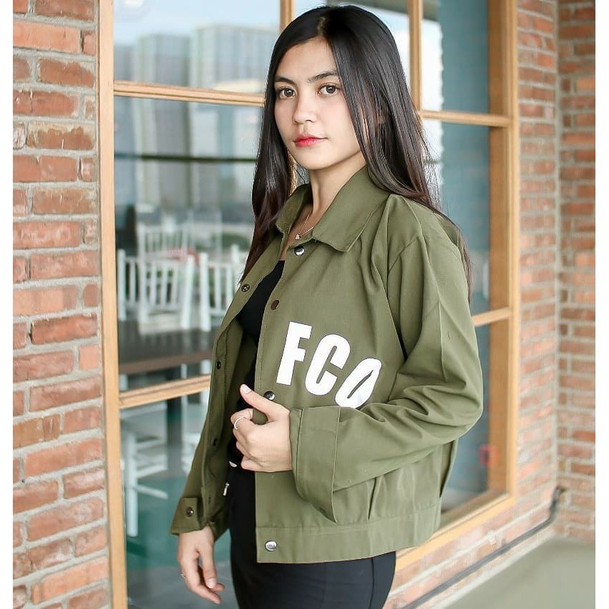 Sanfco Jaket Modis Kancing Depan Berkerah Aplikasi Bordir (Ukuran L) - Jaket Terbaru - Jaket Bomber - Jaket Wanita (COD)-2