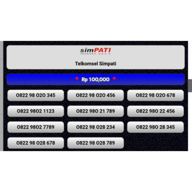 NOMOR CANTIK SIMPATI 0822 9802 XXXX