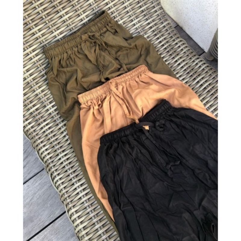 Kulot Highwaist Rayon Premium Pinggang full karet tali serut