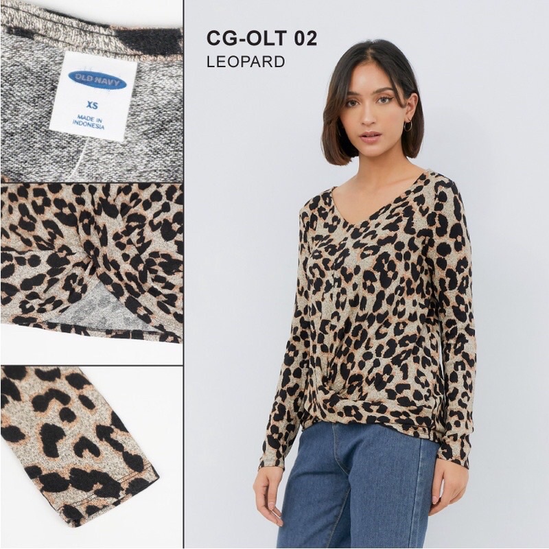 Jumbo Old Navy Leopard Long Sleeve Animal Print Big Size lengan Panjang Sisa Ekspor