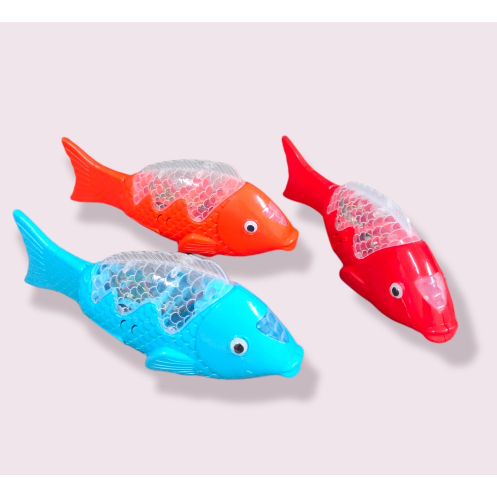 Mainan Ikan - Berjalan Klepek Klepek Musik &amp; Lampu Warna Warni