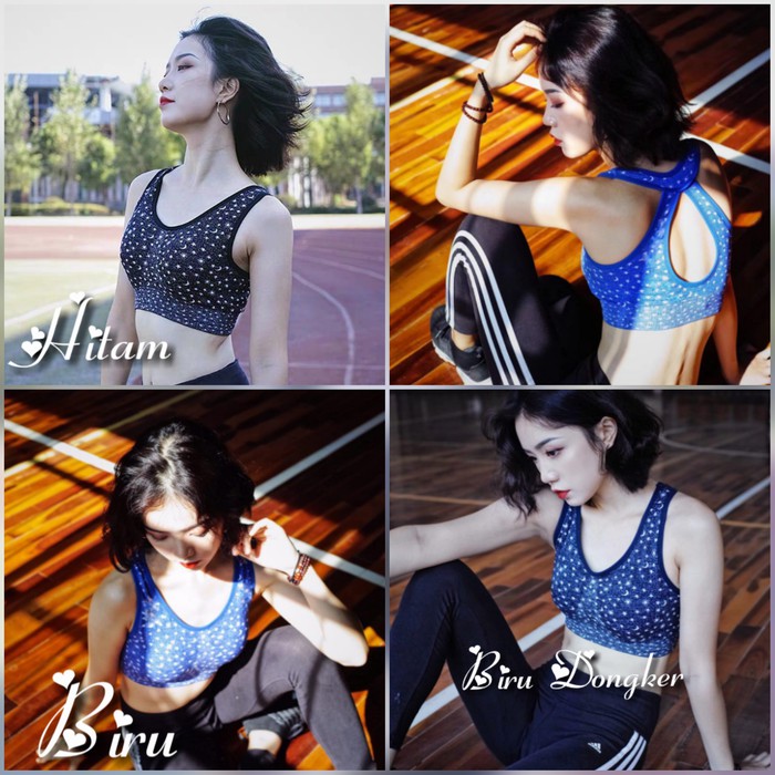 BRA BH SPORT GYM FITNES ZUMBA JOGGING YOGA OLAHRAGA MOTIF BINTANG FASHION