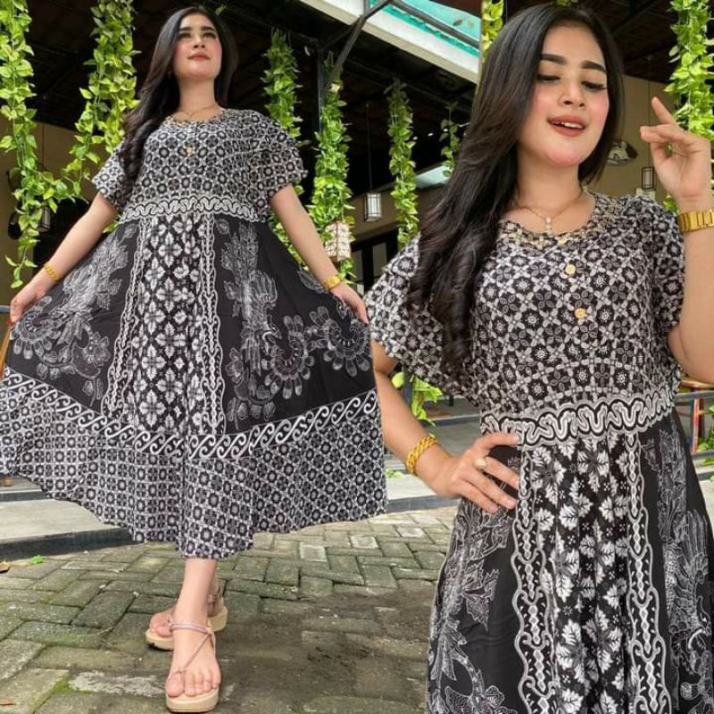 Daster rayon jumbo motif batik sogan daster abu monokrom daster bunga sogan kencana piyama baju tidur