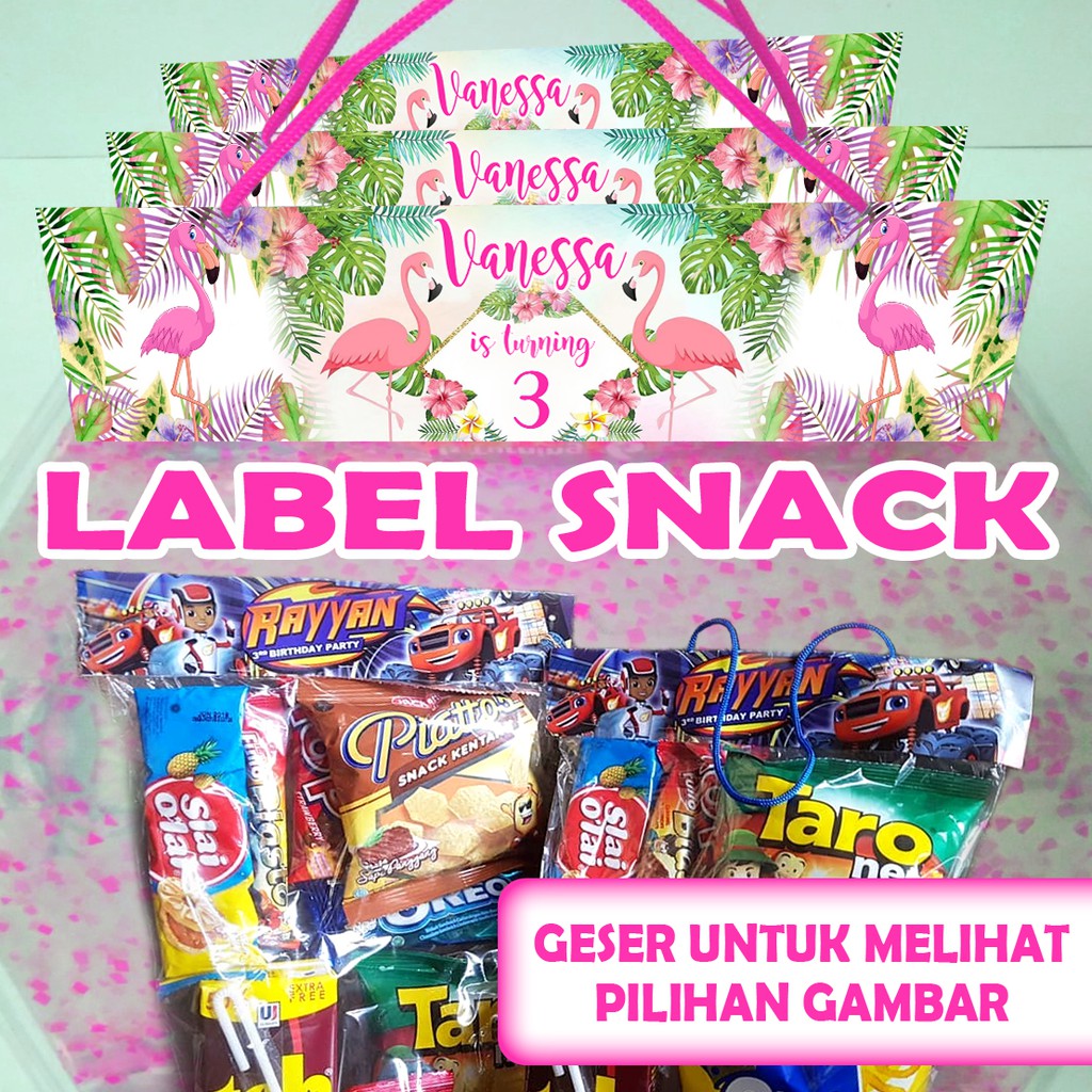 

LABEL PLASTIK SNACK TEMA FLAMINGO ULTAH / ULANG TAHUN LEBAR 20CM