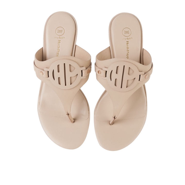 SANDAL WEDGES KULIT HUSH PUPPIES WANITA ORIGINAL TERBARU CREAM HW07