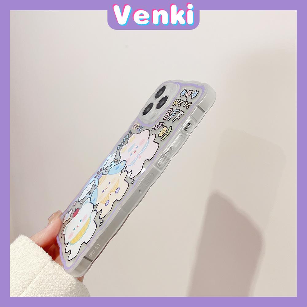 iPhone Case Silicone Soft Case Clear Case Wave Non-Slip Shockproof Camera Full Coverage Protection Purple Bear Cute For iPhone 13 Pro Max iPhone 12 Pro Max iPhone 11 iPhone 7 Plus