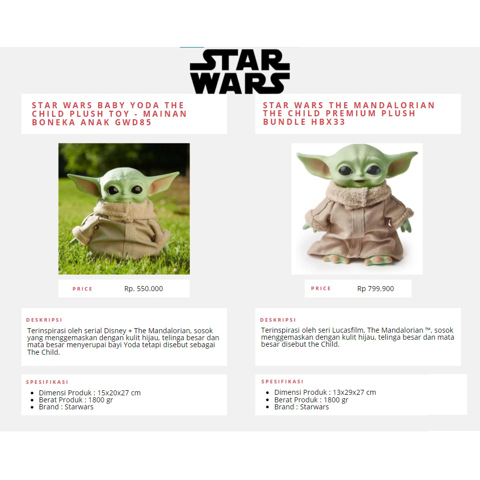PROMO Boneka Starwars The child baby yoda mainan anak bayi Original Murah Plush Toy Mandalorian Unik