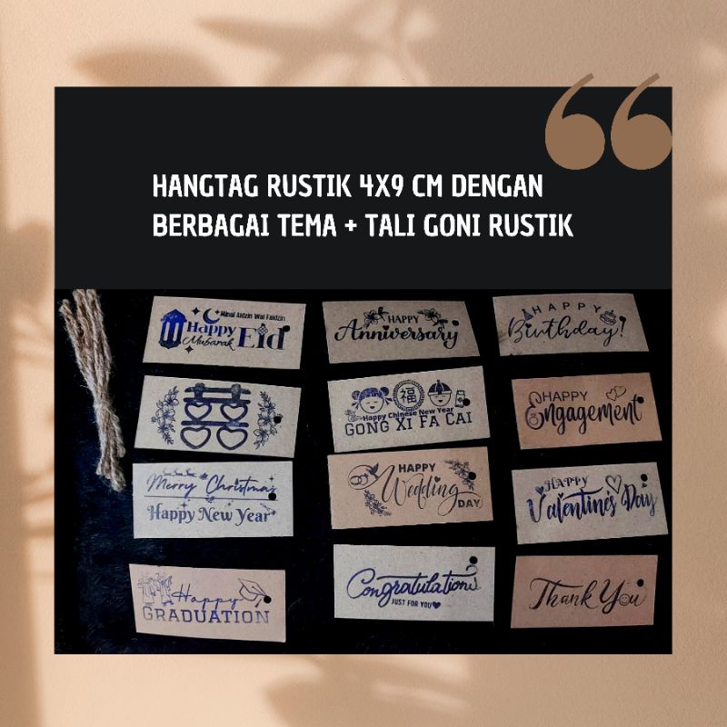 

HANG TAG HANGTAG & Stiker HAMPERS VINTAGE 9x4 HIASAN THANK YOU CARD POLOS COKLAT HAPPY