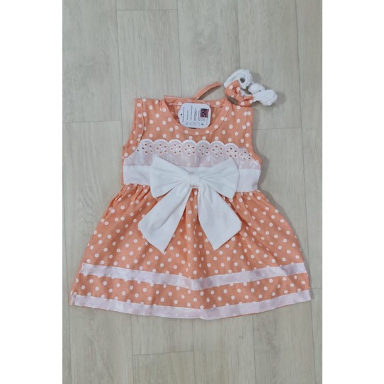 baju bayi perempuan dress PITA + BANDANA baby girl