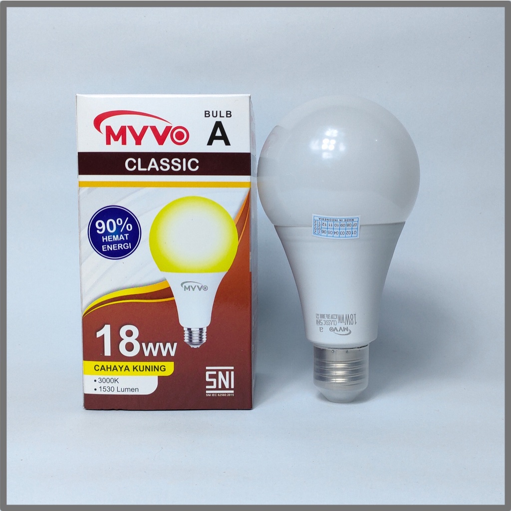 Myvo Lampu LED Bulb Classic 18 Watt - Cahaya Kuning (Warm White)