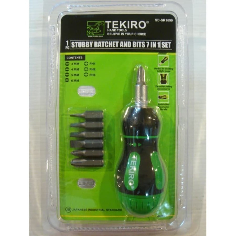 Tekiro SR1699 Obeng Set 7 in 1 Obeng Ratchet Mini Set Stubby Ratchet