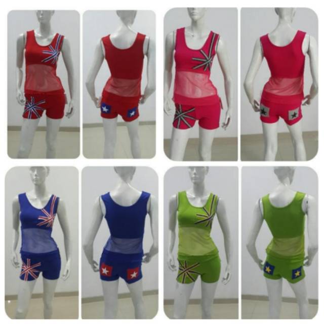 setelan baju senam katun spandek setelan celana pendek baju senam